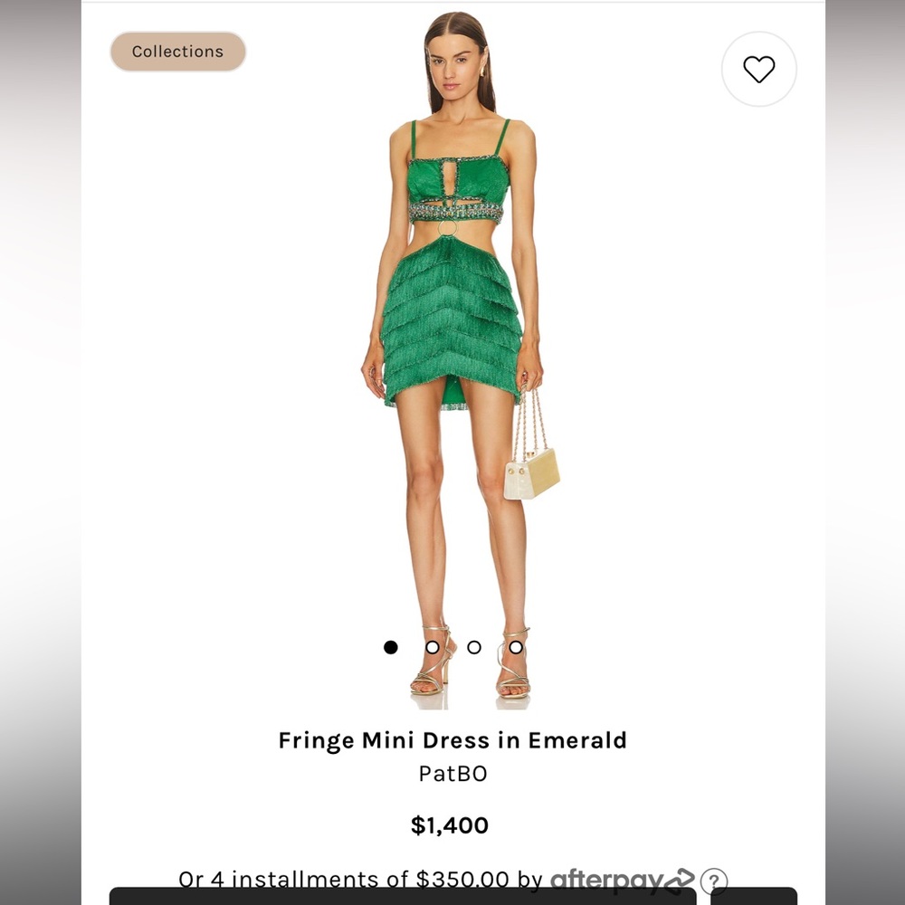 SOLD! PATBO EMERALD FRINGE DRESS